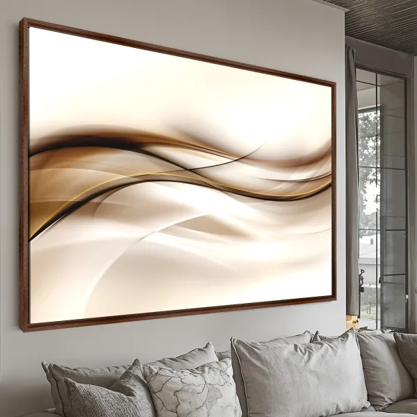 Quadro Abstrato Ondas em Tons Bege com Marrom