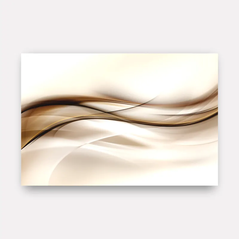 Quadro Abstrato Ondas em Tons Bege com Marrom