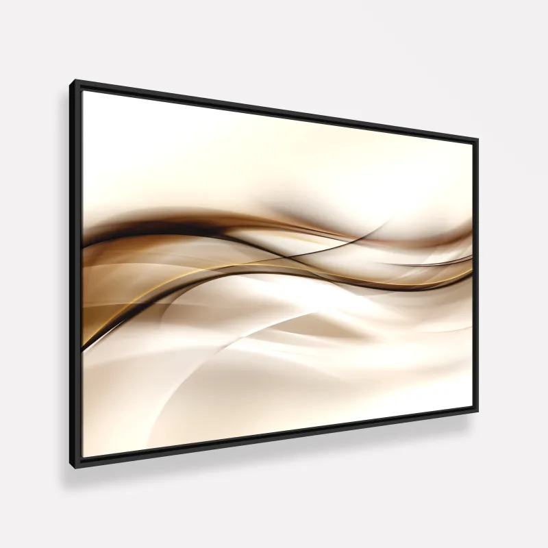 Quadro Abstrato Ondas em Tons Bege com Marrom
