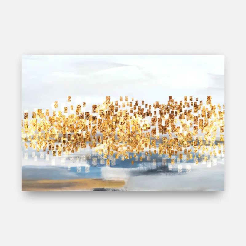 Quadro Abstrato Contemporâneo Detalhes Dourados 
