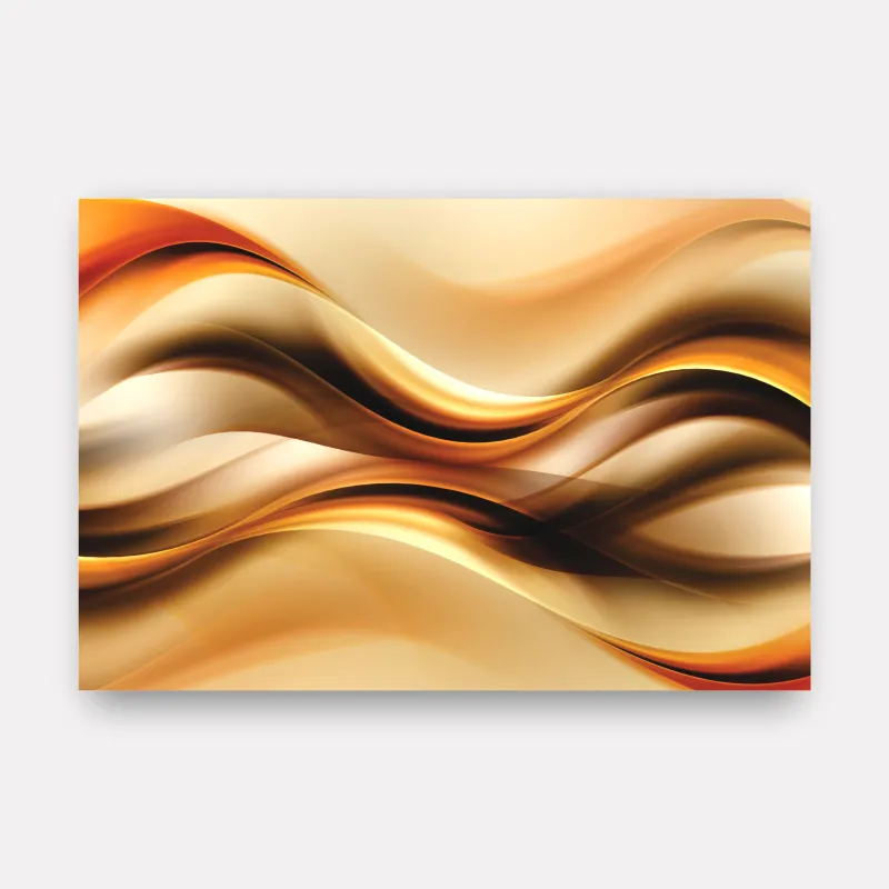Quadro Abstrato Moderno Ondas Marrom e Dourado