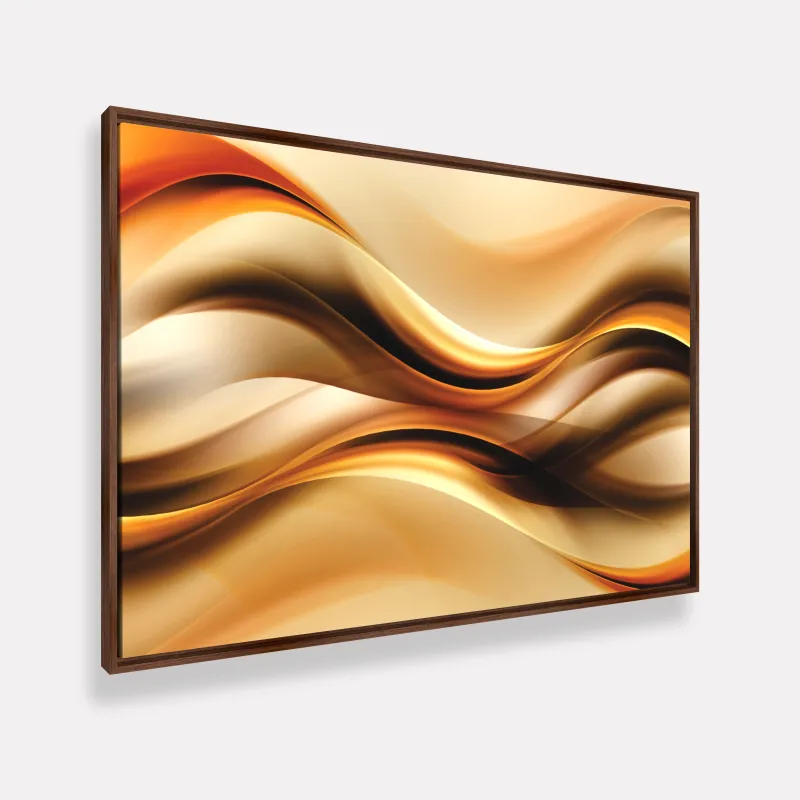 Quadro Abstrato Moderno Ondas Marrom e Dourado