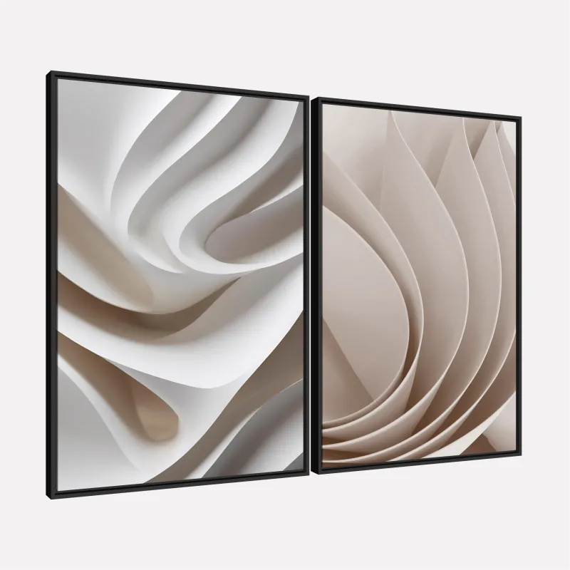 Quadro Abstrato Composição Contemporânea Atemporal em Off-White