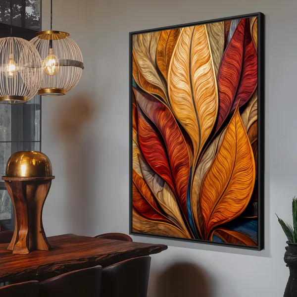 Quadro Elegância Abstrata Essência das Folhas em Chamas