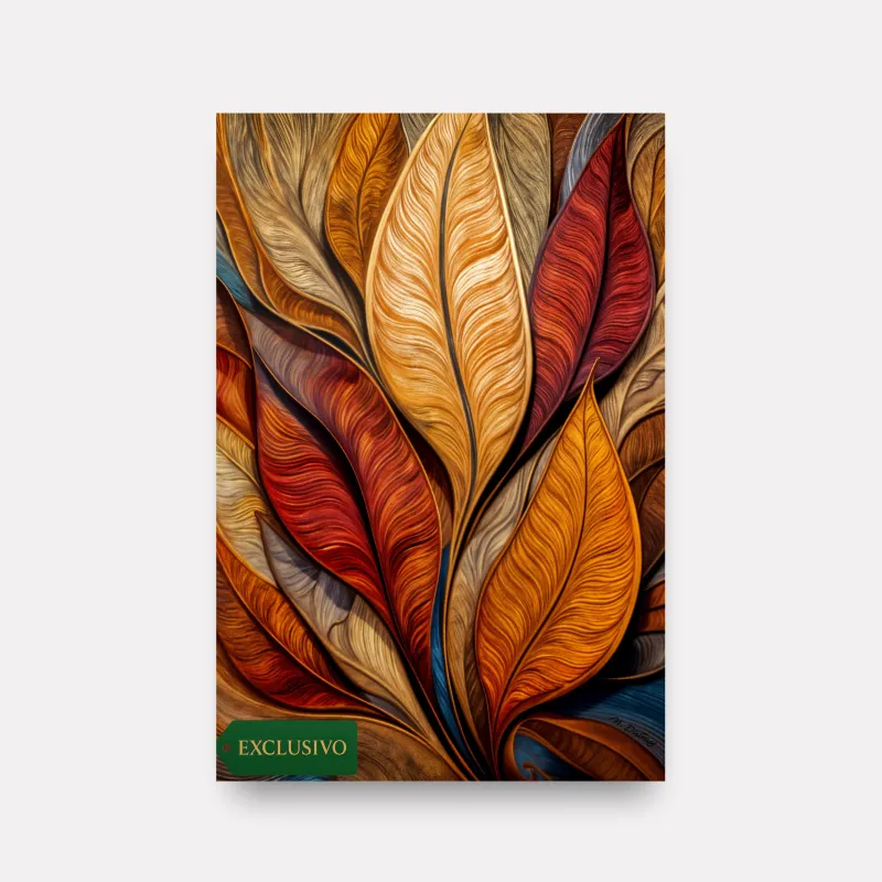 Quadro Elegância Abstrata Essência das Folhas em Chamas