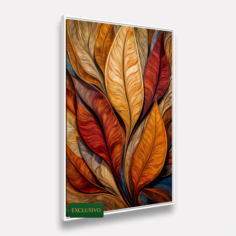 Quadro Elegância Abstrata Essência das Folhas em Chamas