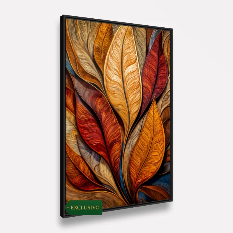 Quadro Elegância Abstrata Essência das Folhas em Chamas