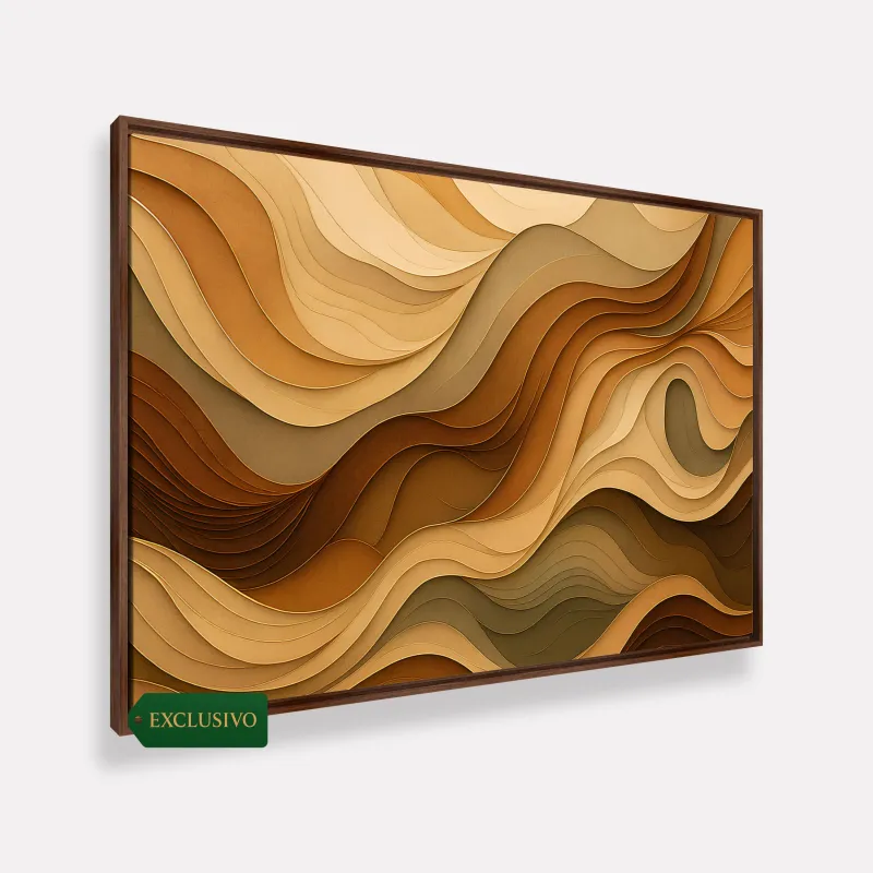 Quadro Abstrato Ondas De Terra Movimento Em Tons Naturais