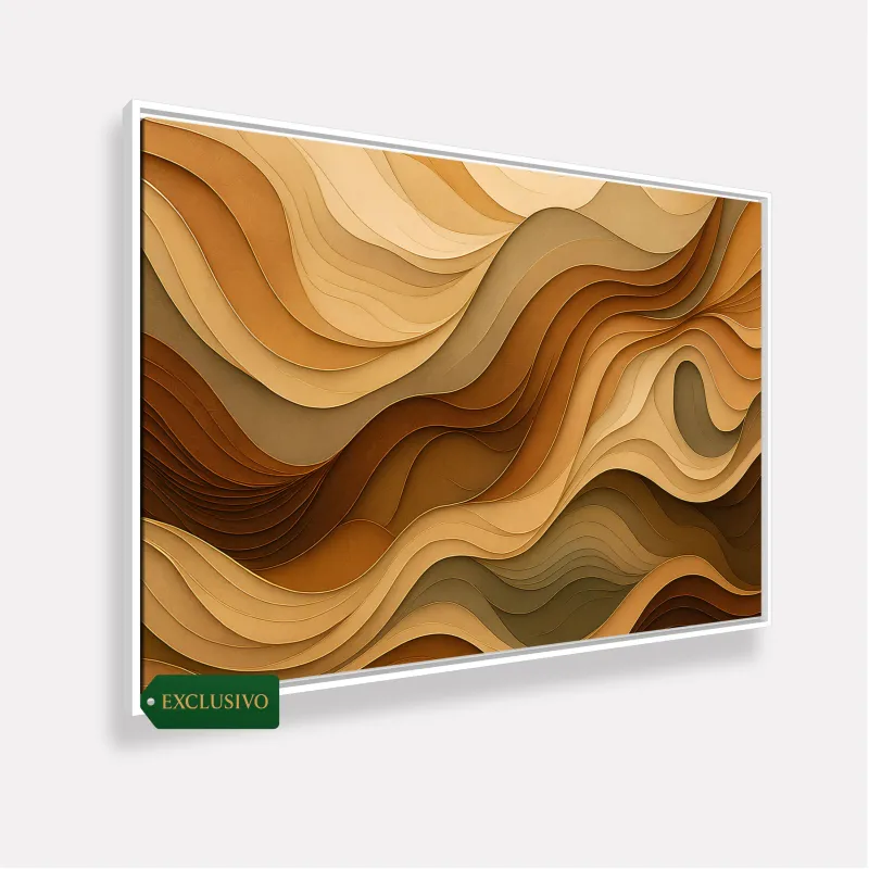 Quadro Abstrato Ondas De Terra Movimento Em Tons Naturais