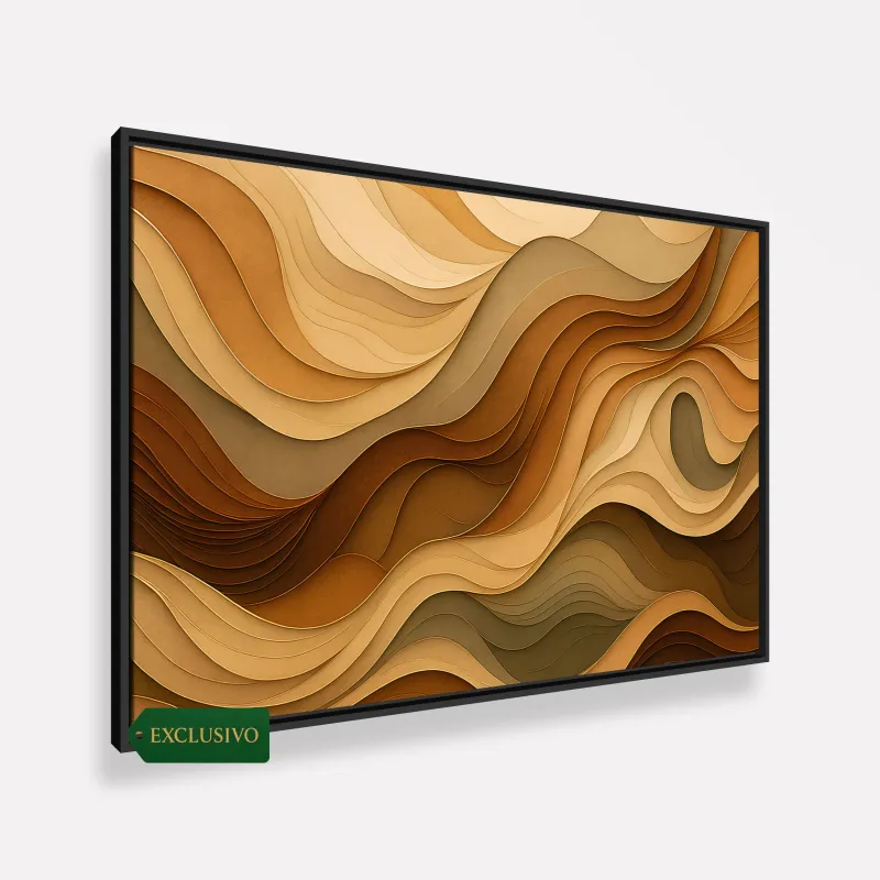 Quadro Abstrato Ondas De Terra Movimento Em Tons Naturais