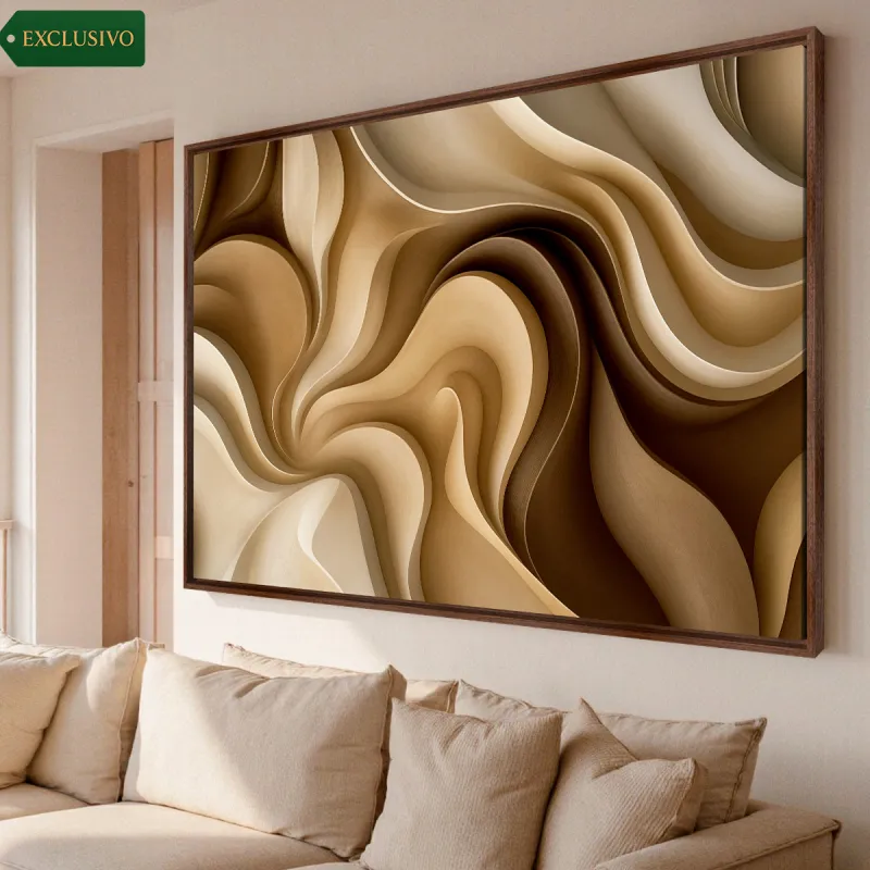  Quadro Abstrato Essência do Deserto Elegância em Movimento Tons Naturais