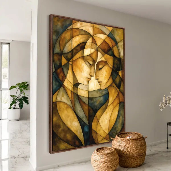 Quadro Abstrato Gênese Humana a Criação Divina Adão e Eva