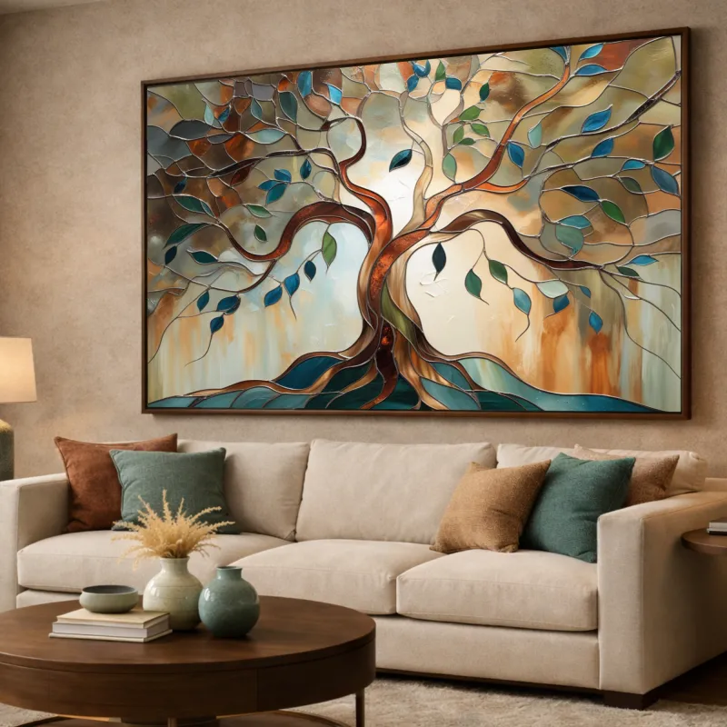 Quadro Árvore Da Vida Abstrata Tons Terrosos - Arte Exclusiva