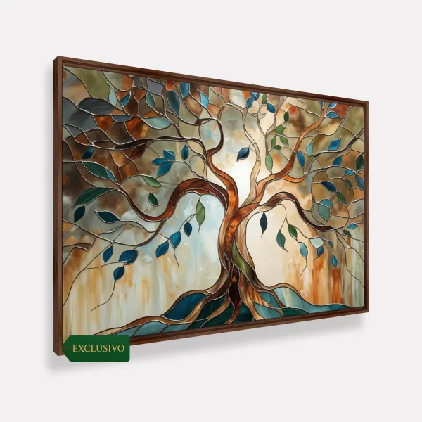Quadro Árvore Da Vida Abstrata Tons Terrosos