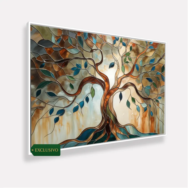 Quadro Árvore Da Vida Abstrata Tons Terrosos