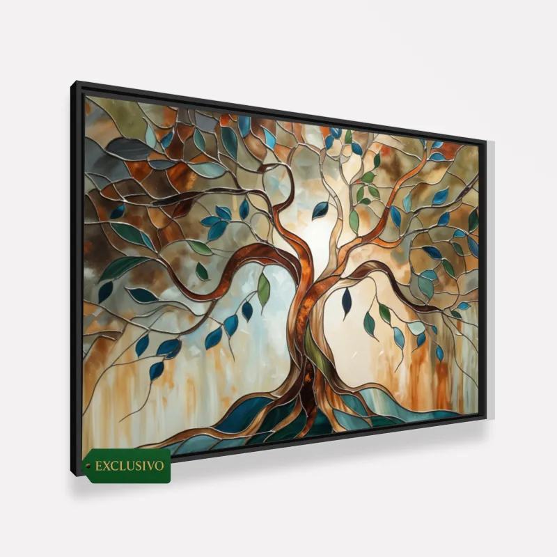 Quadro Árvore Da Vida Abstrata Tons Terrosos