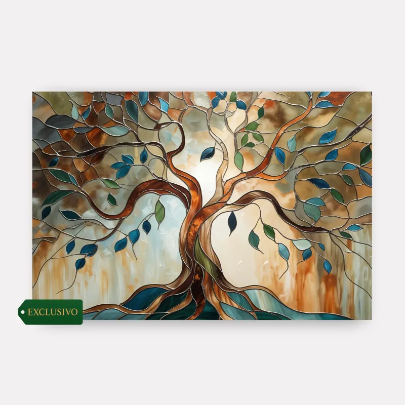 Quadro Árvore Da Vida Abstrata Tons Terrosos