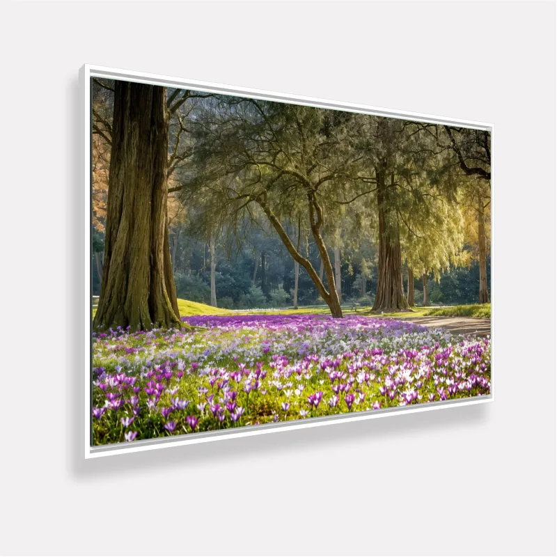 Quadro Jardim das Flores Roxas sob a Proteção das Árvores Iluminadas