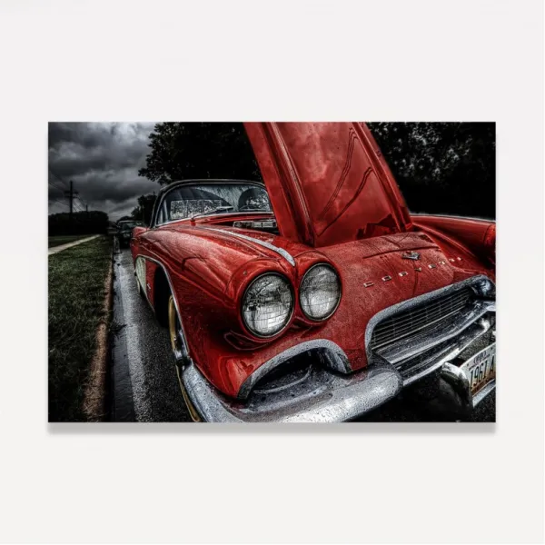 Quadro Carro Antigo - Corvetti Vermelho em Arte