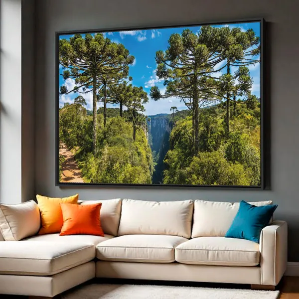 Quadro Árvores de Araucária a Grandeza da Natureza sob o Céu Azul