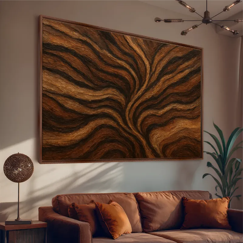 Quadro Abstrato Raízes Do Tempo Tons Terrosos 