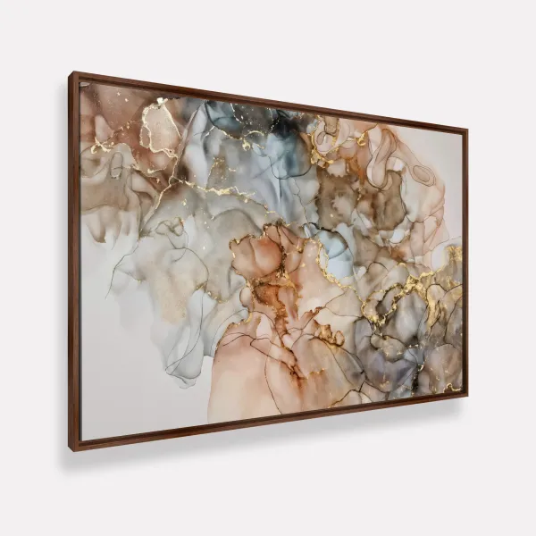 Quadro Abstrato Moderno Luxo Alcohol - Detalhes Dourados