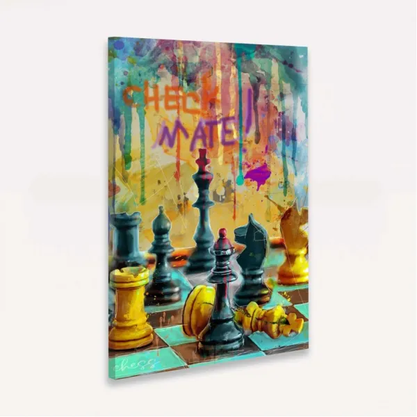 Quadro Xadrez Checkmate Abstrato Colorido