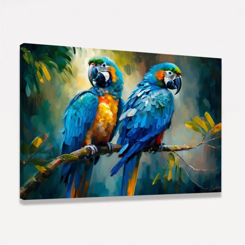 Quadro Casal Araras Azul Colorful