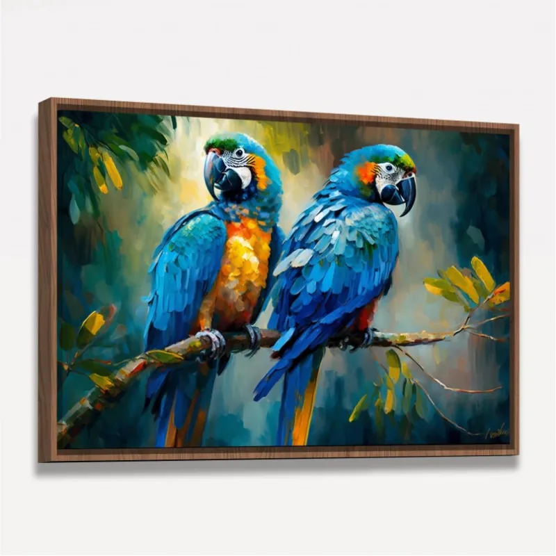 Quadro Casal Araras Azul Colorful