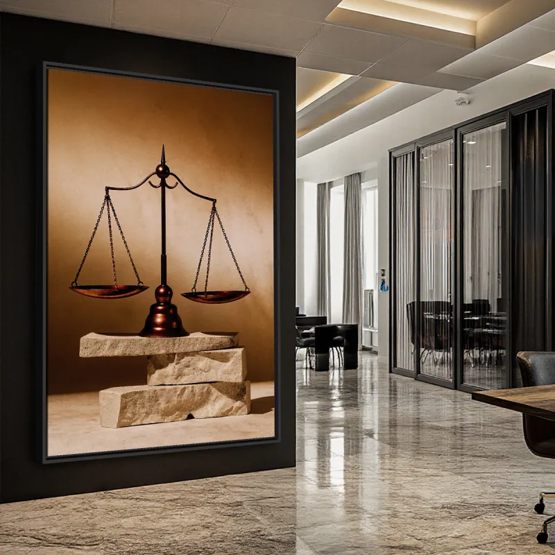 Quadro Advocacia Balança sobre a Rocha Vintage