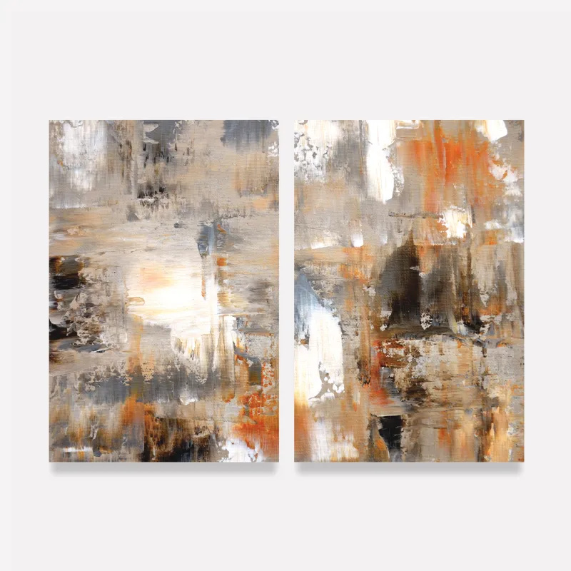 Quadro decorativo Pinceladas em Sintonia Duo Abstrato