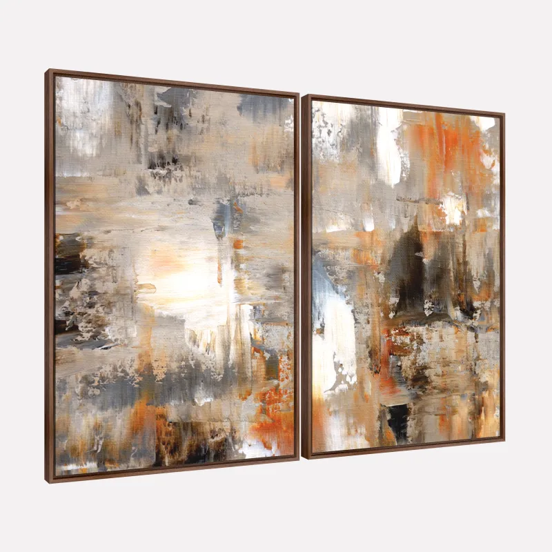 Quadro decorativo Pinceladas em Sintonia Duo Abstrato