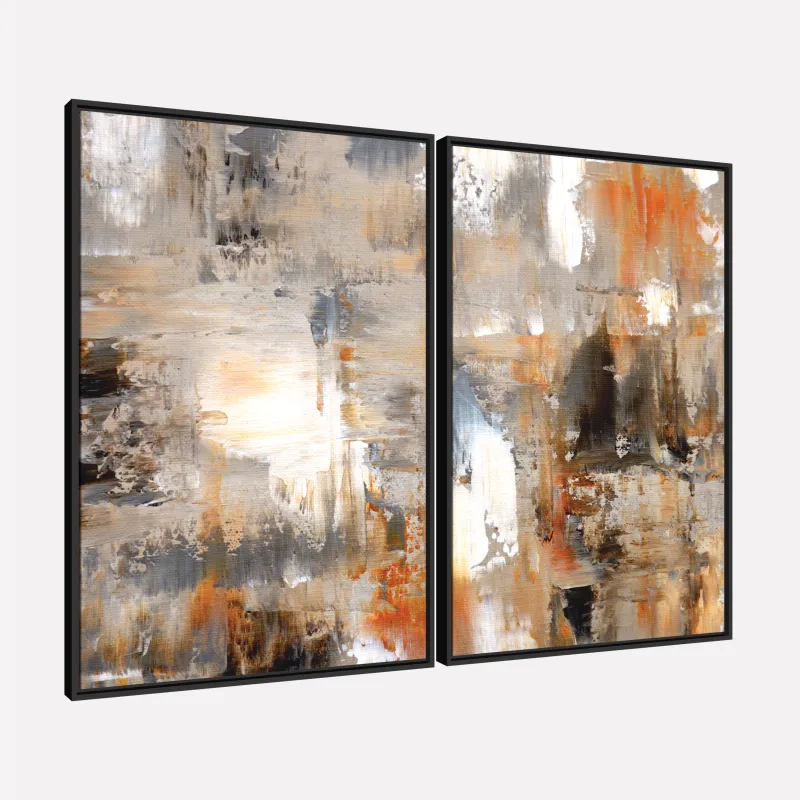 Quadro decorativo Pinceladas em Sintonia Duo Abstrato