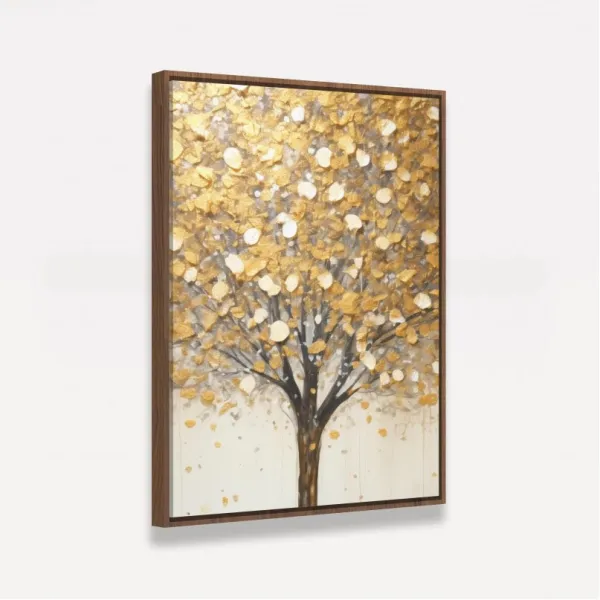 Quadro Abstrato Árvore da Vida Folhagem Dourada