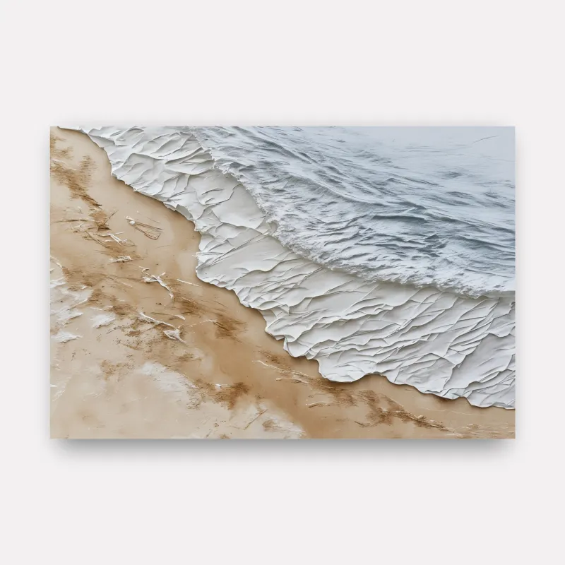 Quadro Abstrato Serenidade Costeira Relevo Areia e Mar