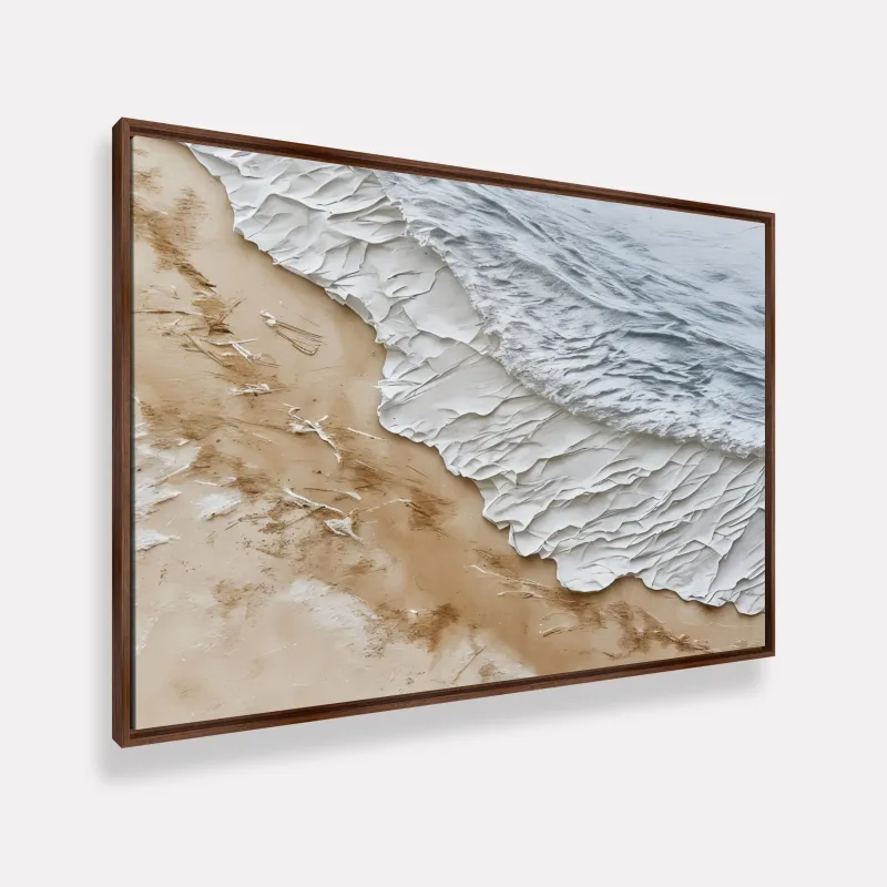 Quadro Abstrato Serenidade Costeira Relevo Areia e Mar