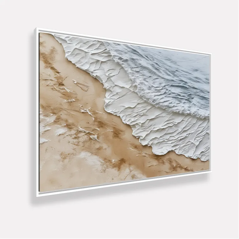 Quadro Abstrato Serenidade Costeira Relevo Areia e Mar