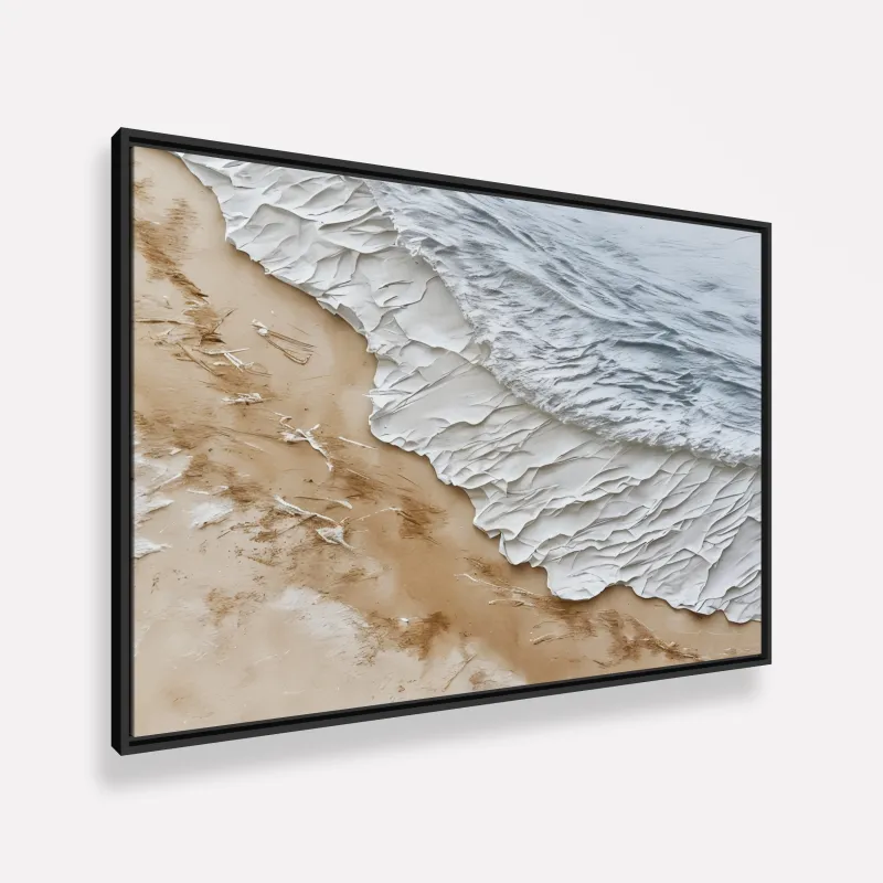 Quadro Abstrato Serenidade Costeira Relevo Areia e Mar