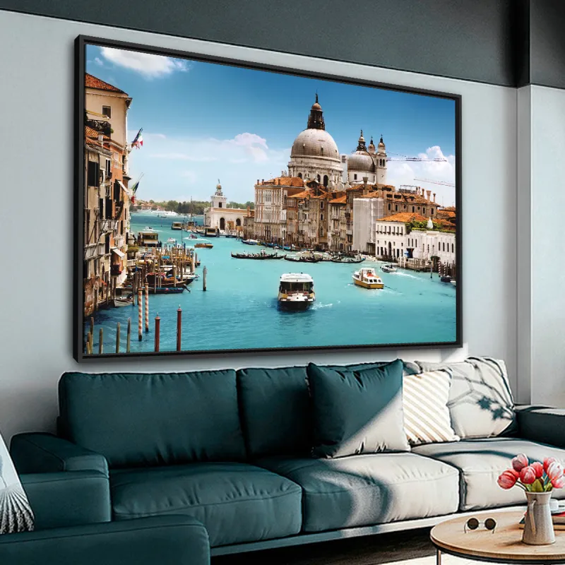 Quadro Paisagem Cidade Canal de Veneza - Lindas Águas Azuis